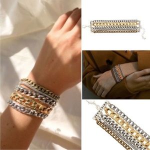 Jenny Bird Austin Cuff Mixed Metal Layered Chain Bracelet